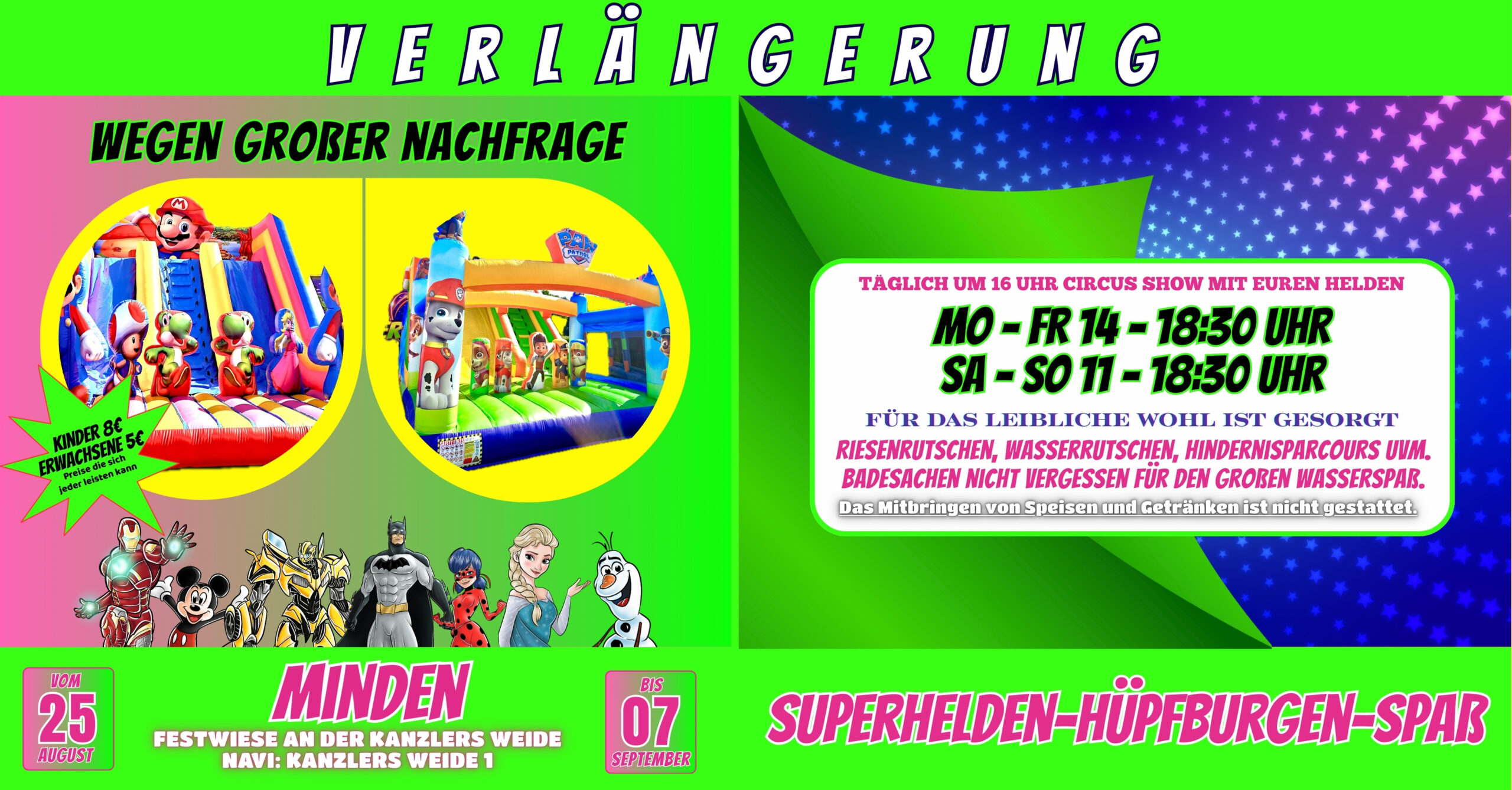 🎪 Superhelden-Hüpfburgen-Spaß in Minden – Verlängerung bis 07. September! 🎪